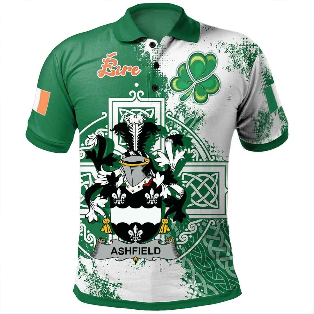 Ireland Clothing - Ashfield Irish Family Crest Polo Shirt - Irish Celtic Cross A7 Ireland Clothing - Ashfield Irish Family Crest Polo Shirt - Irish Celtic Cross A7