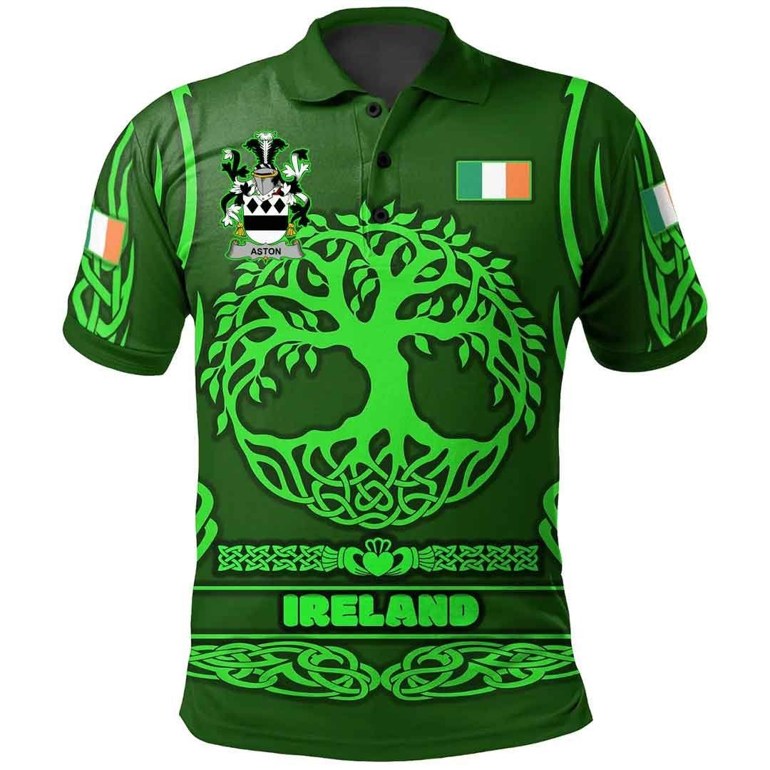 Ireland Clothing - Aston Irish Family Crest Polo Shirt - Symbol of Celtic A7 Ireland Clothing - Aston Irish Family Crest Polo Shirt - Symbol of Celtic A7