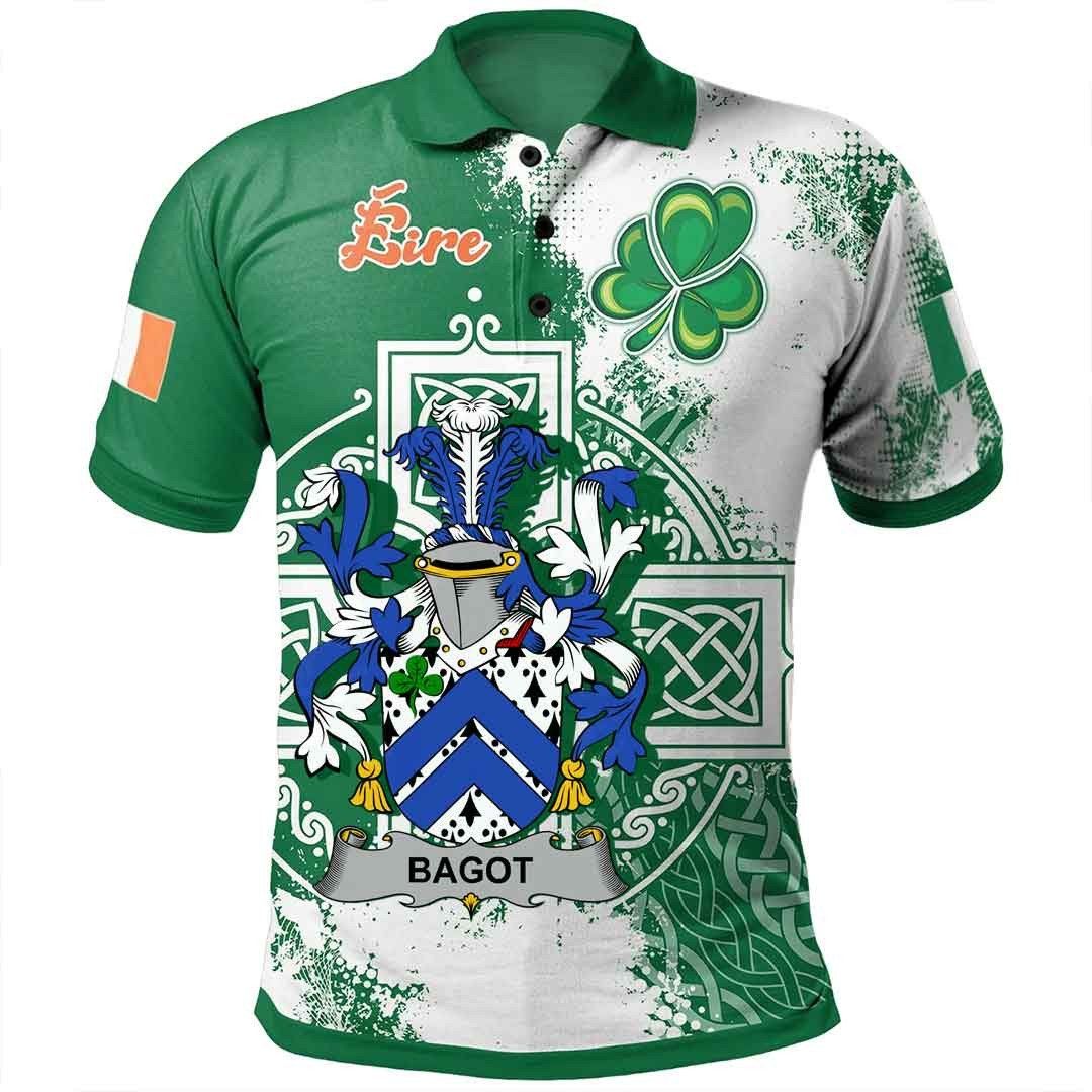 Ireland Clothing - Bagot Irish Family Crest Polo Shirt - Irish Celtic Cross A7 Ireland Clothing - Bagot Irish Family Crest Polo Shirt - Irish Celtic Cross A7