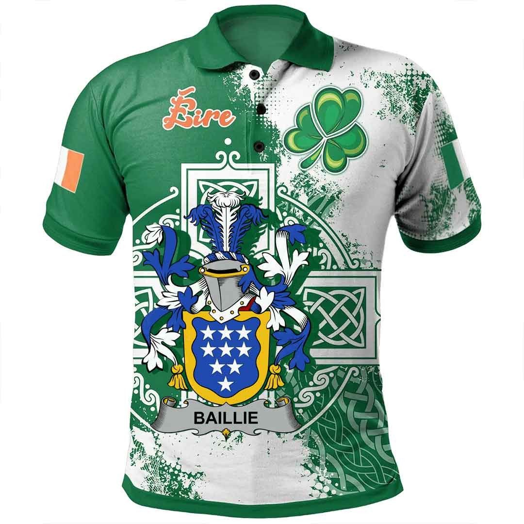 Ireland Clothing - Baillie Irish Family Crest Polo Shirt - Irish Celtic Cross A7 Ireland Clothing - Baillie Irish Family Crest Polo Shirt - Irish Celtic Cross A7