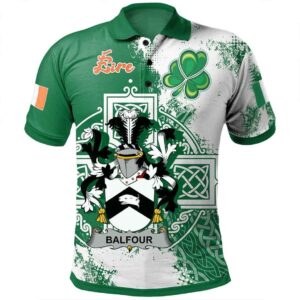 Ireland Clothing - Balfour Irish Family Crest Polo Shirt - Irish Celtic Cross A7