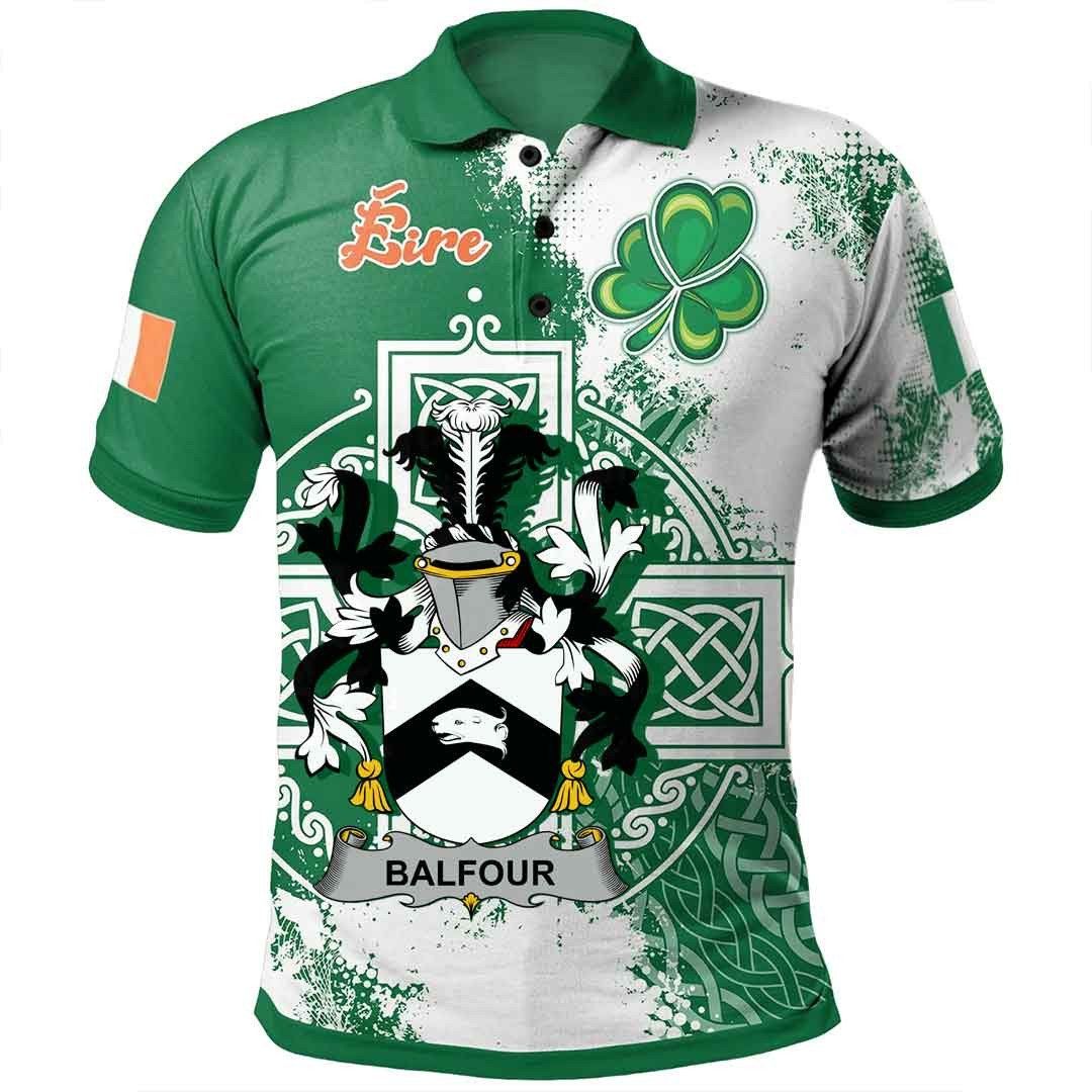 Ireland Clothing - Balfour Irish Family Crest Polo Shirt - Irish Celtic Cross A7 Ireland Clothing - Balfour Irish Family Crest Polo Shirt - Irish Celtic Cross A7