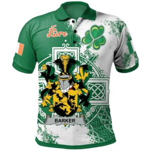 Ireland Clothing - Barker Irish Family Crest Polo Shirt - Irish Celtic Cross A7