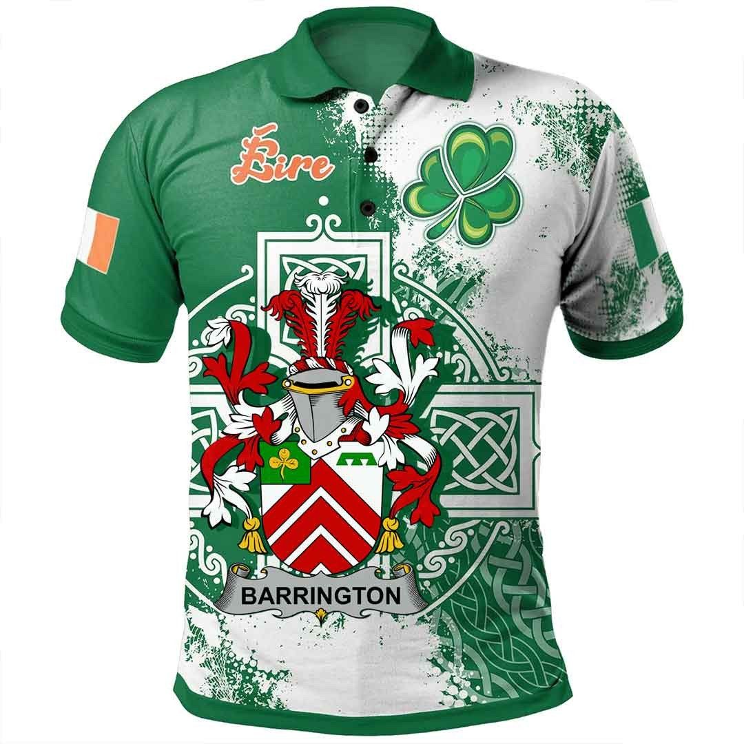 Ireland Clothing - Barrington Irish Family Crest Polo Shirt - Irish Celtic Cross A7 Ireland Clothing - Barrington Irish Family Crest Polo Shirt - Irish Celtic Cross A7