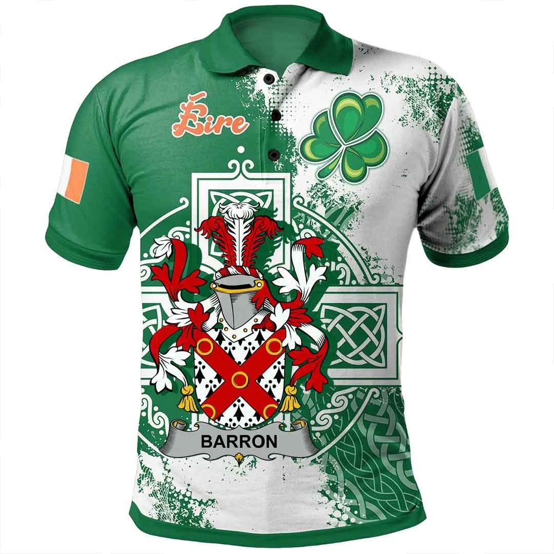 Ireland Clothing - Barron Irish Family Crest Polo Shirt - Irish Celtic Cross A7 Ireland Clothing - Barron Irish Family Crest Polo Shirt - Irish Celtic Cross A7