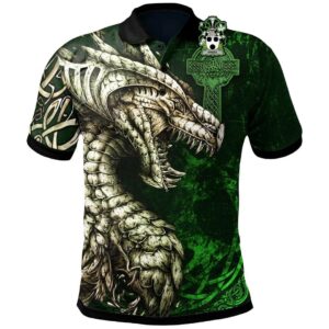 Ireland Clothing - Basile Irish Family Crest Polo Shirt - Dragon Claddagh Cross A7