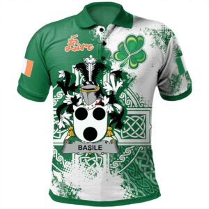 Ireland Clothing - Basile Irish Family Crest Polo Shirt - Irish Celtic Cross A7