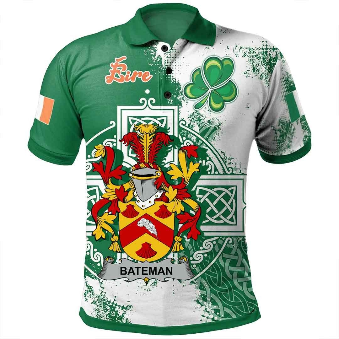 Ireland Clothing - Bateman Irish Family Crest Polo Shirt - Irish Celtic Cross A7 Ireland Clothing - Bateman Irish Family Crest Polo Shirt - Irish Celtic Cross A7