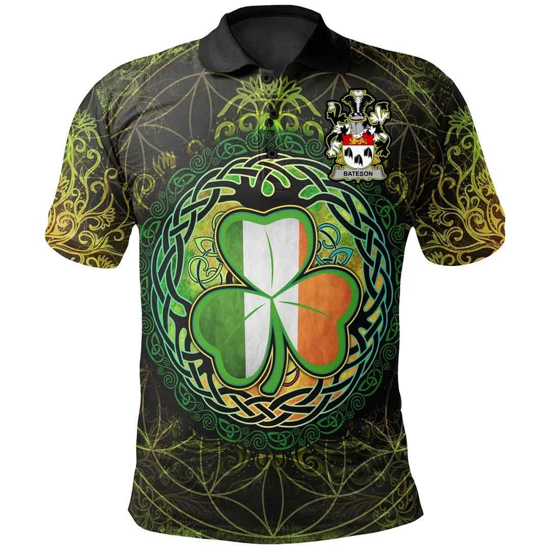 Ireland Clothing - Bateson Irish Family Crest Polo Shirt - Irish Shamrock Triangle A7 Ireland Clothing - Bateson Irish Family Crest Polo Shirt - Irish Shamrock Triangle A7