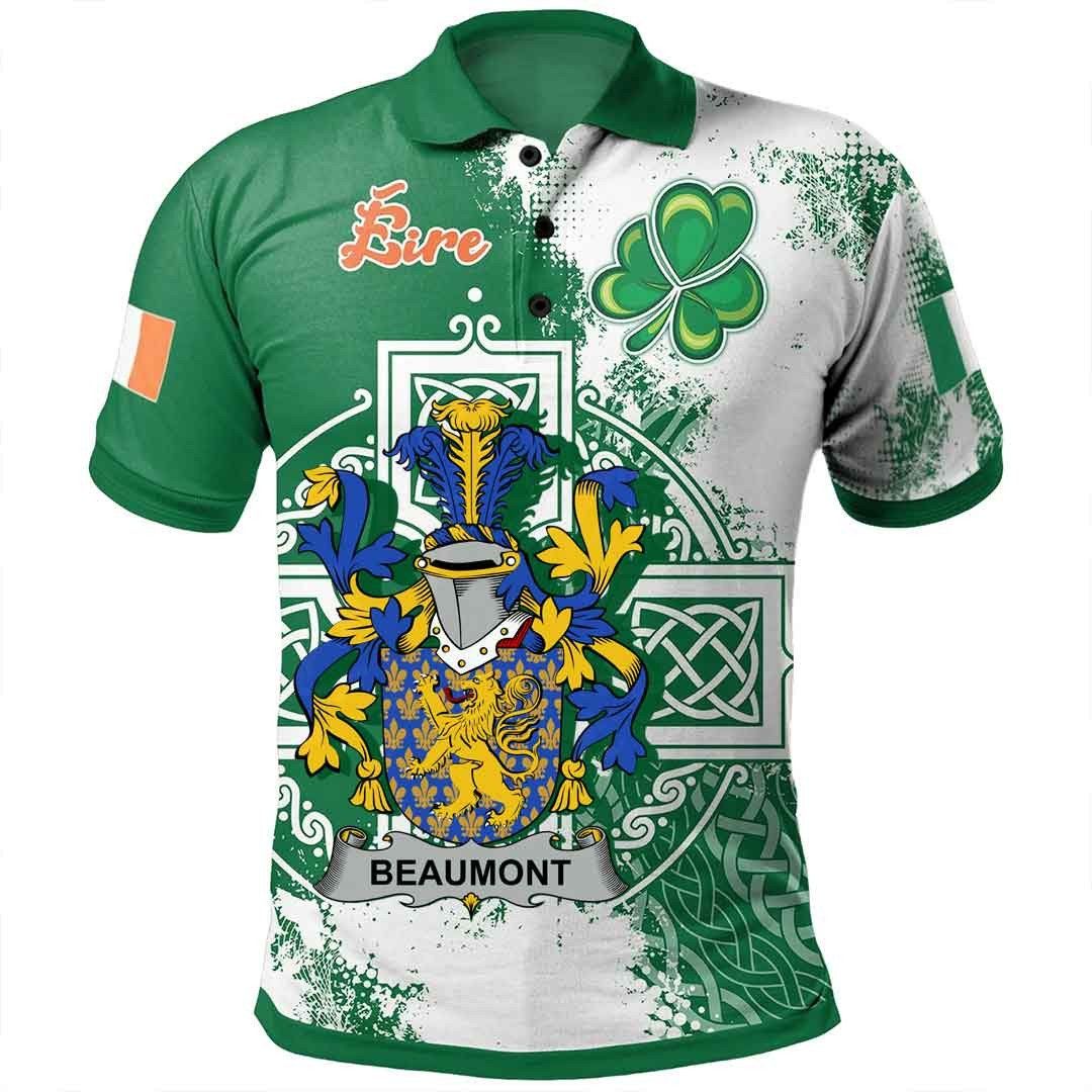 Ireland Clothing - Beaumont Irish Family Crest Polo Shirt - Irish Celtic Cross A7 Ireland Clothing - Beaumont Irish Family Crest Polo Shirt - Irish Celtic Cross A7