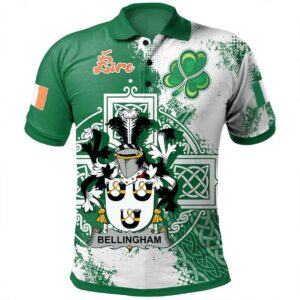 Ireland Clothing - Bellingham Irish Family Crest Polo Shirt - Irish Celtic Cross A7