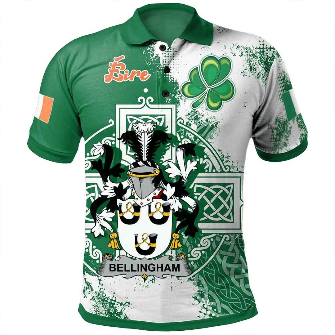 Ireland Clothing - Bellingham Irish Family Crest Polo Shirt - Irish Celtic Cross A7 Ireland Clothing - Bellingham Irish Family Crest Polo Shirt - Irish Celtic Cross A7