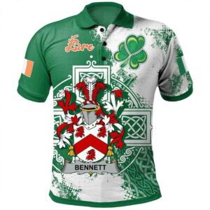 Ireland Clothing - Bennett Irish Family Crest Polo Shirt - Irish Celtic Cross A7