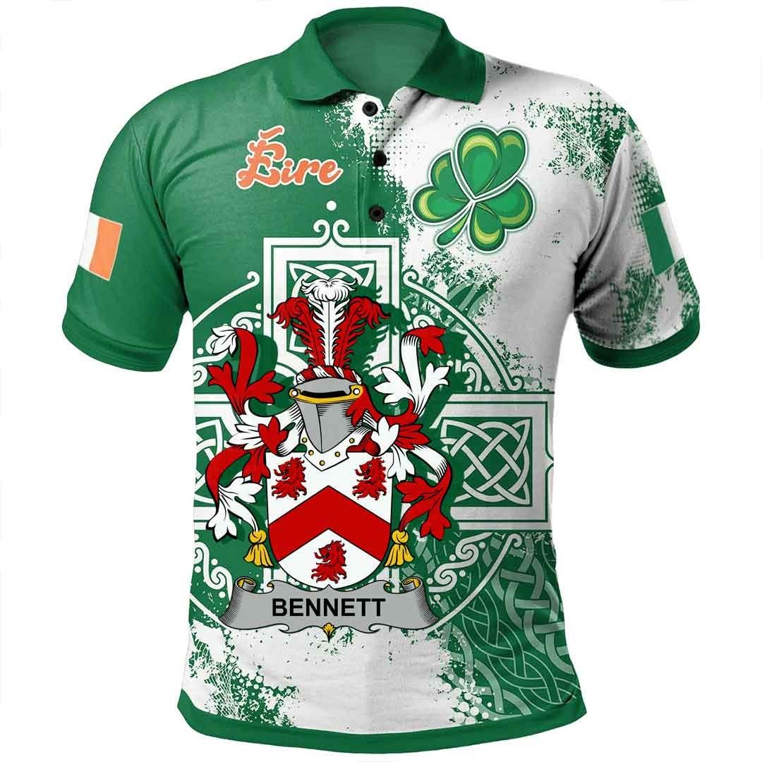 Ireland Clothing - Bennett Irish Family Crest Polo Shirt - Irish Celtic Cross A7 Ireland Clothing - Bennett Irish Family Crest Polo Shirt - Irish Celtic Cross A7