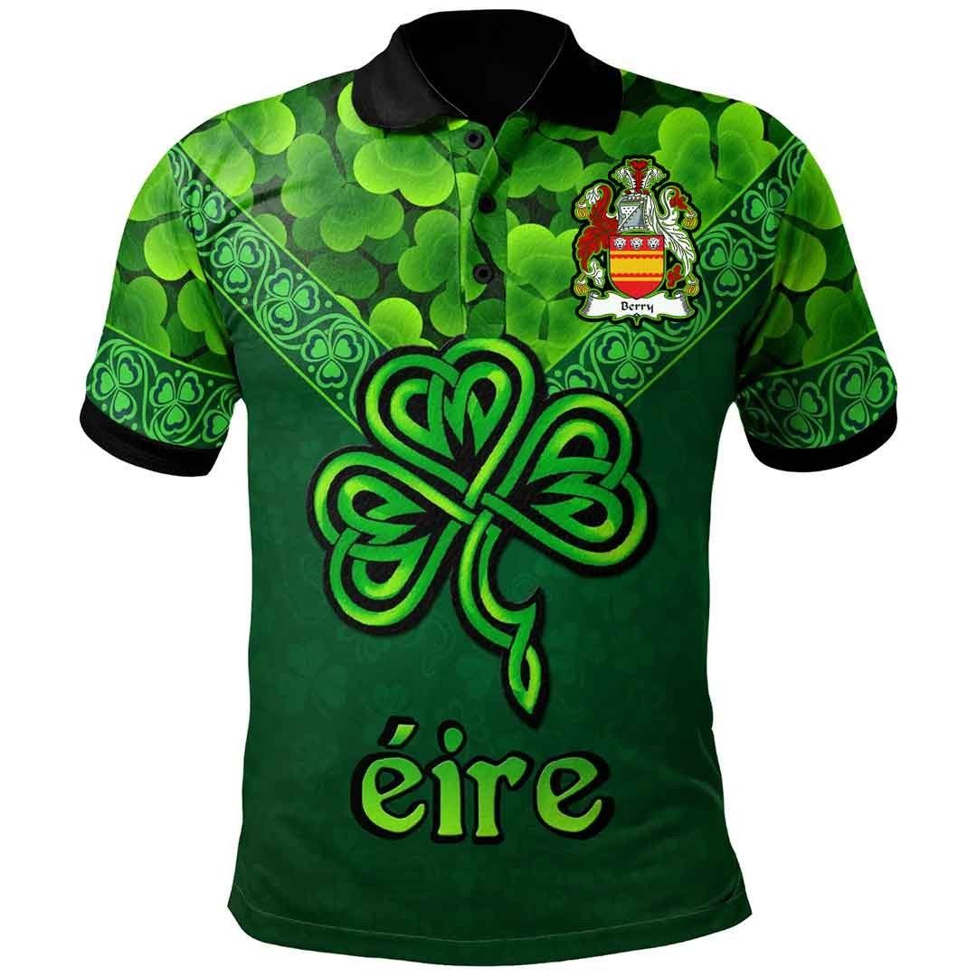 Ireland Clothing - Berry Irish Family Crest Polo Shirt - Irish Shamrock Triangle A7 Ireland Clothing - Berry Irish Family Crest Polo Shirt - Irish Shamrock Triangle A7