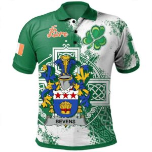 Ireland Clothing - Bevens Irish Family Crest Polo Shirt - Irish Celtic Cross A7