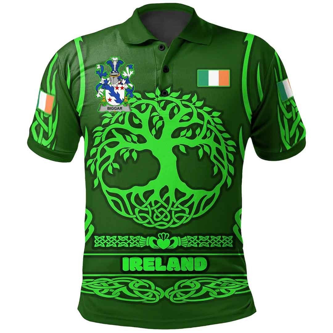 Ireland Clothing - Biggar Irish Family Crest Polo Shirt - Symbol of Celtic A7 Ireland Clothing - Biggar Irish Family Crest Polo Shirt - Symbol of Celtic A7