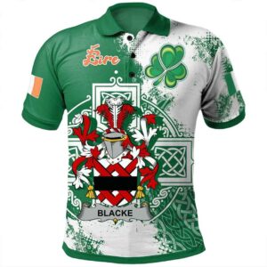 Ireland Clothing - Blacke Irish Family Crest Polo Shirt - Irish Celtic Cross A7