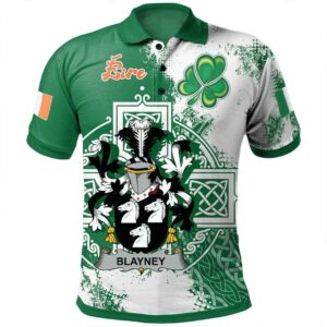 Ireland Clothing - Blayney Irish Family Crest Polo Shirt - Irish Celtic Cross A7