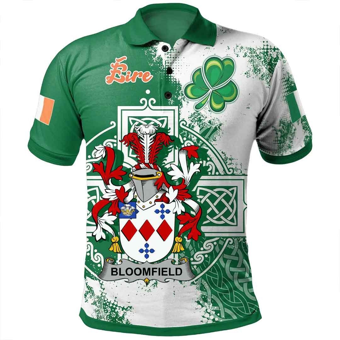 Ireland Clothing - Bloomfield Irish Family Crest Polo Shirt - Irish Celtic Cross A7 Ireland Clothing - Bloomfield Irish Family Crest Polo Shirt - Irish Celtic Cross A7