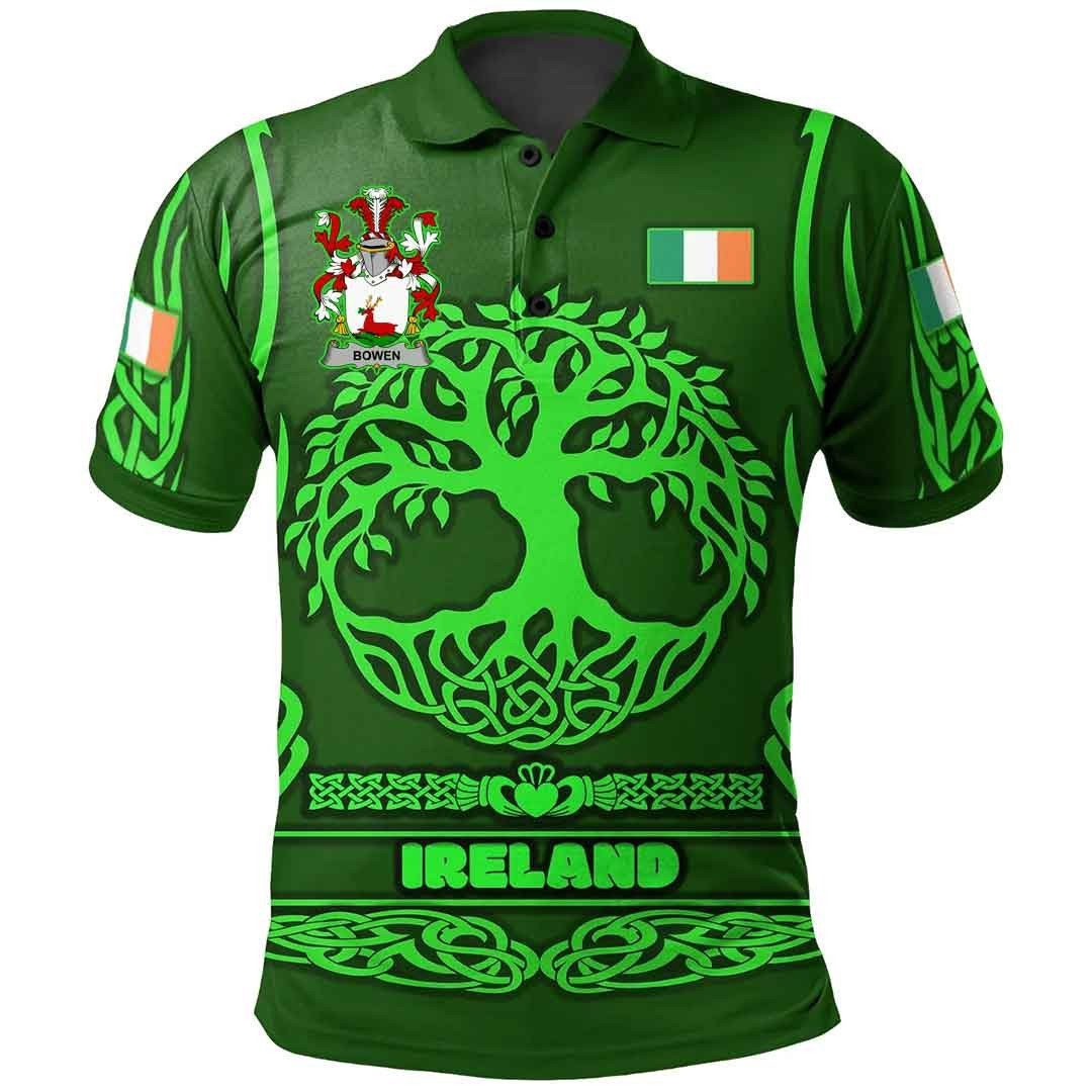 Ireland Clothing - Bowen Irish Family Crest Polo Shirt - Symbol of Celtic A7 Ireland Clothing - Bowen Irish Family Crest Polo Shirt - Symbol of Celtic A7