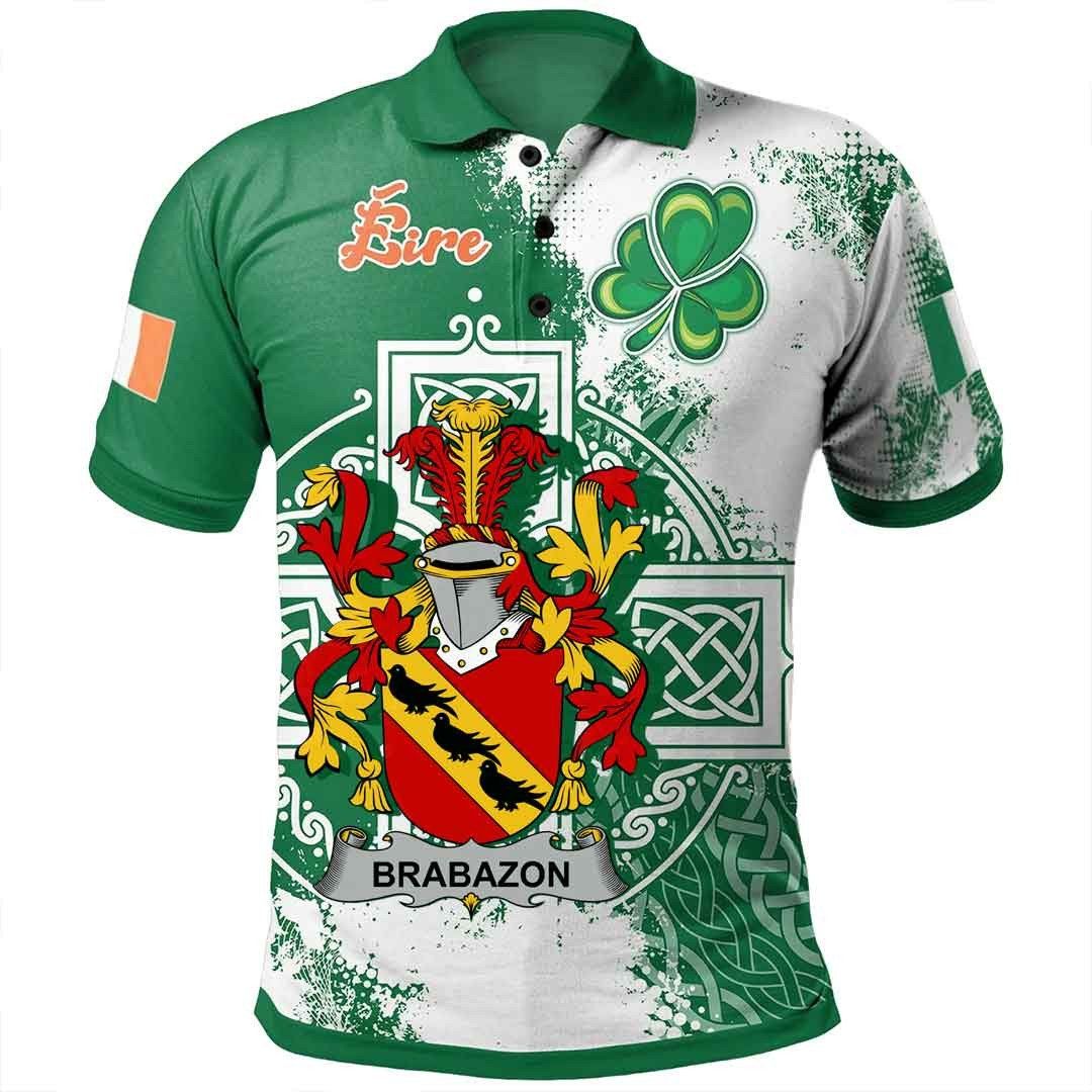 Ireland Clothing - Brabazon Irish Family Crest Polo Shirt - Irish Celtic Cross A7 Ireland Clothing - Brabazon Irish Family Crest Polo Shirt - Irish Celtic Cross A7