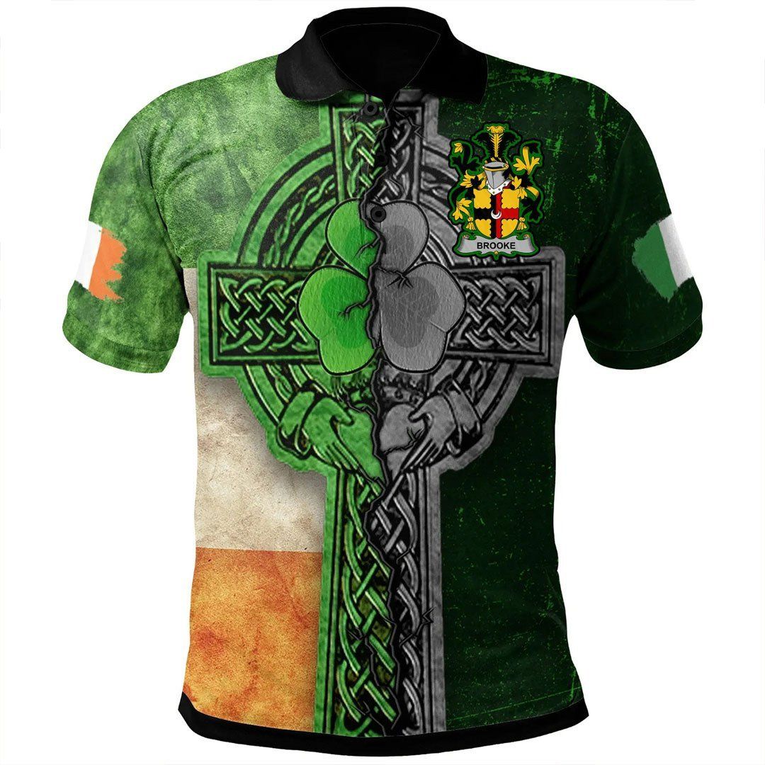 Ireland Clothing - Brooke Irish Family Crest Polo Shirt - Irish Claddagh Cross A7 Ireland Clothing - Brooke Irish Family Crest Polo Shirt - Irish Claddagh Cross A7