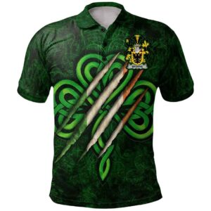 Ireland Clothing - Browne Irish Family Crest Polo Shirt - Irish Shamrock Scratch A7