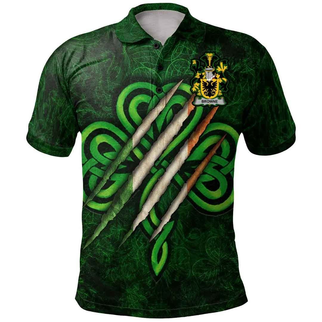 Ireland Clothing - Browne Irish Family Crest Polo Shirt - Irish Shamrock Scratch A7 Ireland Clothing - Browne Irish Family Crest Polo Shirt - Irish Shamrock Scratch A7