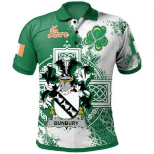 Ireland Clothing - Bunbury Irish Family Crest Polo Shirt - Irish Celtic Cross A7