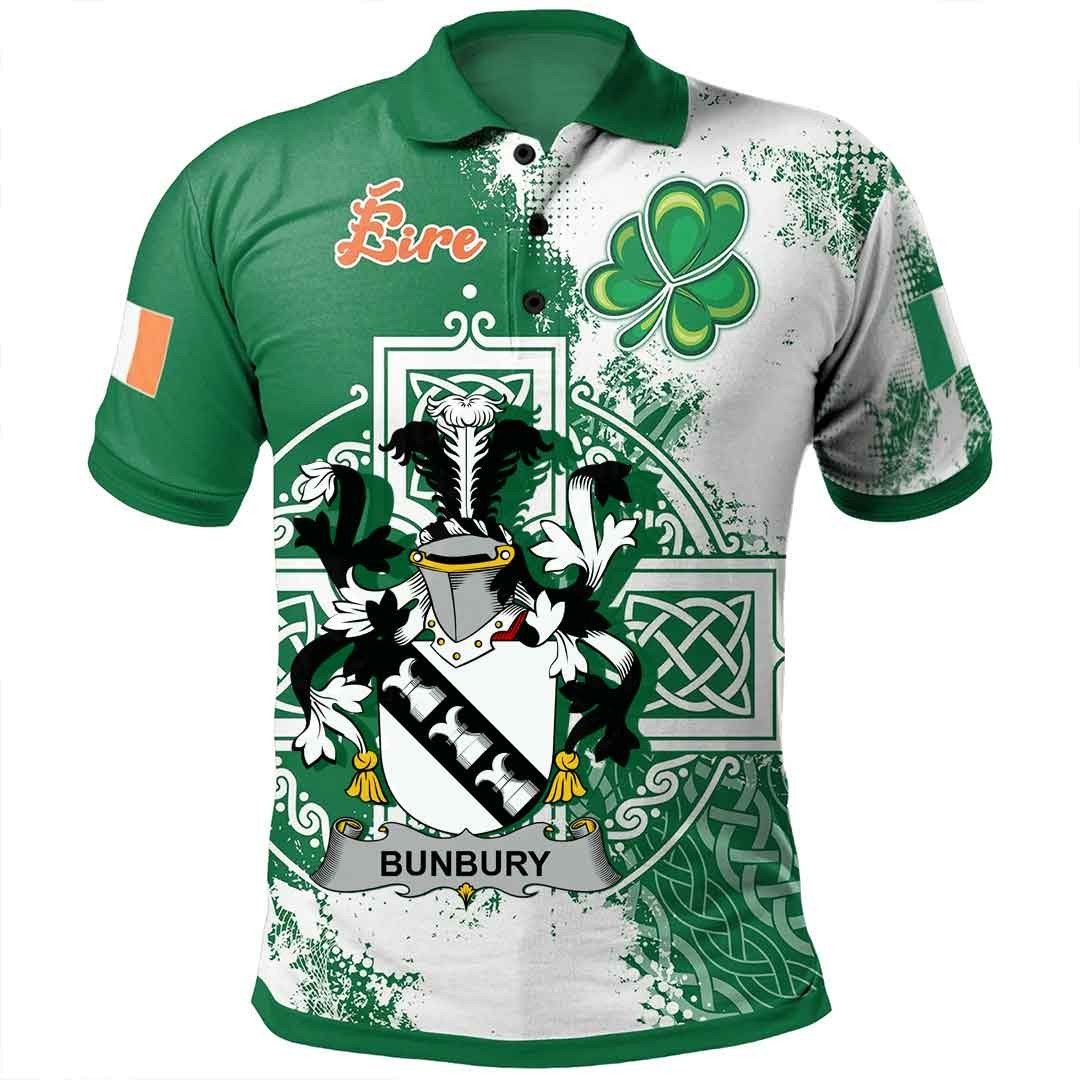 Ireland Clothing - Bunbury Irish Family Crest Polo Shirt - Irish Celtic Cross A7 Ireland Clothing - Bunbury Irish Family Crest Polo Shirt - Irish Celtic Cross A7