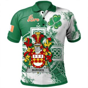 Ireland Clothing - Burges Irish Family Crest Polo Shirt - Irish Celtic Cross A7