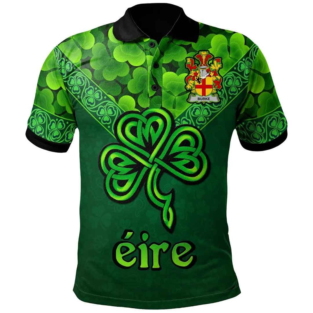 Ireland Clothing - Burke Irish Family Crest Polo Shirt - Irish Shamrock Triangle A7 Ireland Clothing - Burke Irish Family Crest Polo Shirt - Irish Shamrock Triangle A7