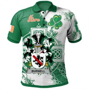Ireland Clothing - Burnell Irish Family Crest Polo Shirt - Irish Celtic Cross A7