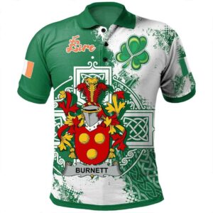 Ireland Clothing - Burnett Irish Family Crest Polo Shirt - Irish Celtic Cross A7