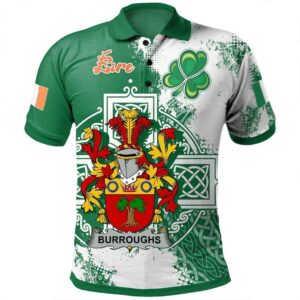 Ireland Clothing - Burroughs Irish Family Crest Polo Shirt - Irish Celtic Cross A7