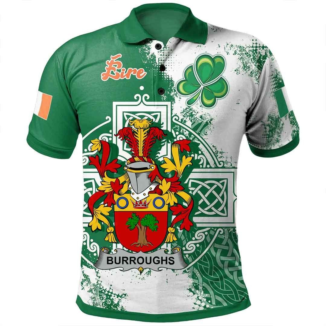 Ireland Clothing - Burroughs Irish Family Crest Polo Shirt - Irish Celtic Cross A7 Ireland Clothing - Burroughs Irish Family Crest Polo Shirt - Irish Celtic Cross A7
