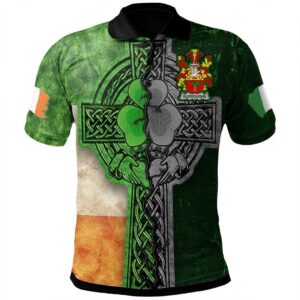 Ireland Clothing - Burroughs Irish Family Crest Polo Shirt - Irish Claddagh Cross A7