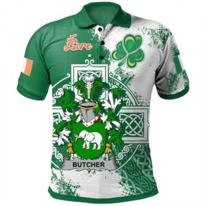Ireland Clothing - Butcher Irish Family Crest Polo Shirt - Irish Celtic Cross A7