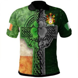 Ireland Clothing - Cairnes Irish Family Crest Polo Shirt - Irish Claddagh Cross A7