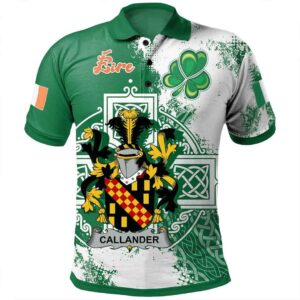 Ireland Clothing - Callander Irish Family Crest Polo Shirt - Irish Celtic Cross A7