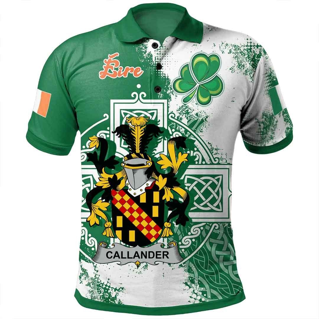 Ireland Clothing - Callander Irish Family Crest Polo Shirt - Irish Celtic Cross A7 Ireland Clothing - Callander Irish Family Crest Polo Shirt - Irish Celtic Cross A7