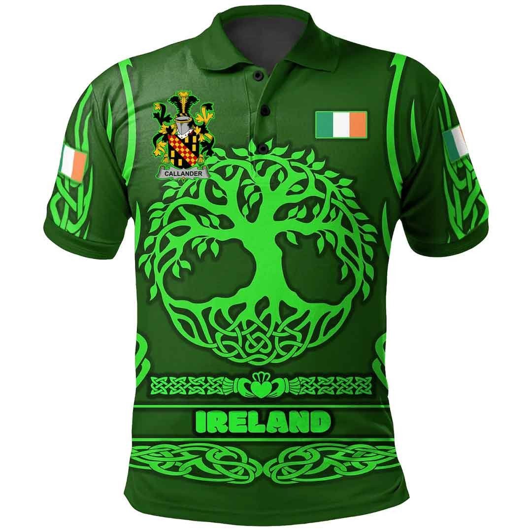 Ireland Clothing - Callander Irish Family Crest Polo Shirt - Symbol of Celtic A7 Ireland Clothing - Callander Irish Family Crest Polo Shirt - Symbol of Celtic A7