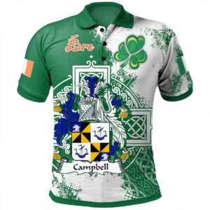 Ireland Clothing - Campbell Irish Family Crest Polo Shirt - Irish Celtic Cross A7