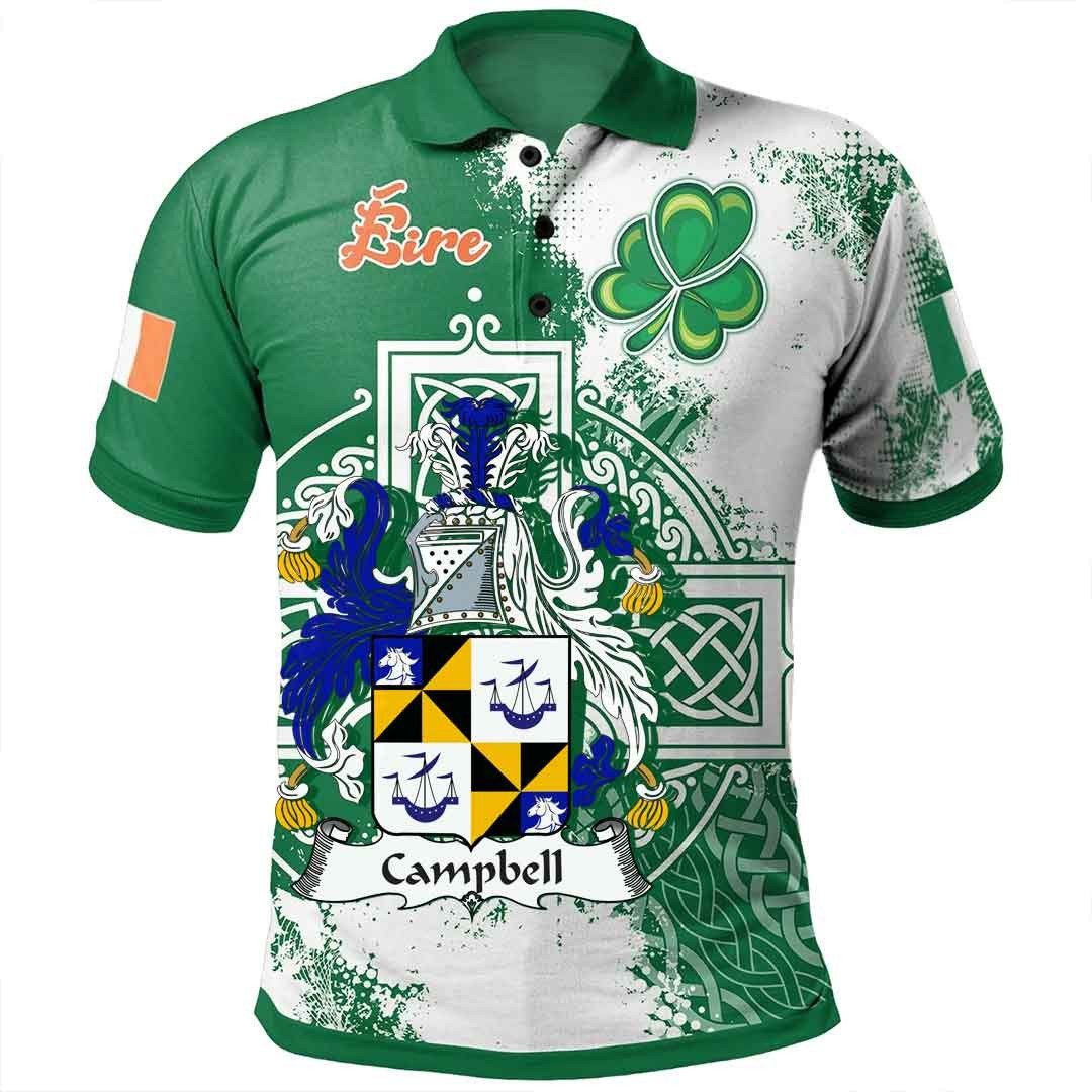 Ireland Clothing - Campbell Irish Family Crest Polo Shirt - Irish Celtic Cross A7 Ireland Clothing - Campbell Irish Family Crest Polo Shirt - Irish Celtic Cross A7