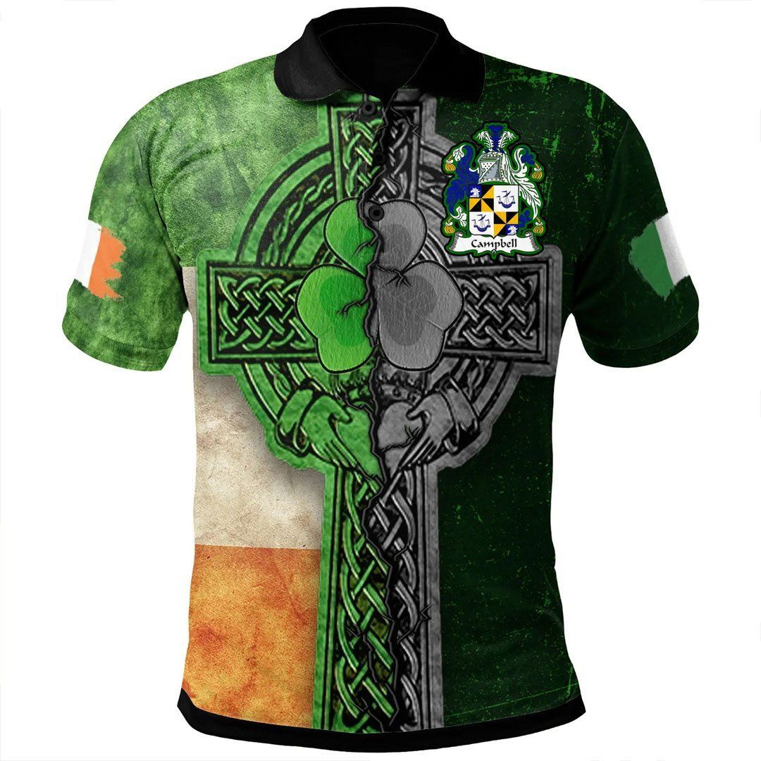 Ireland Clothing - Campbell Irish Family Crest Polo Shirt - Irish Claddagh Cross A7 Ireland Clothing - Campbell Irish Family Crest Polo Shirt - Irish Claddagh Cross A7