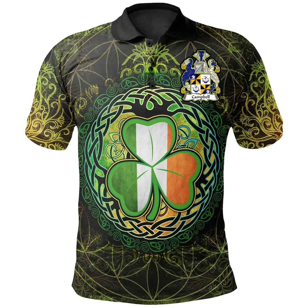 Ireland Clothing - Campbell Irish Family Crest Polo Shirt - Irish Shamrock Triangle A7 Ireland Clothing - Campbell Irish Family Crest Polo Shirt - Irish Shamrock Triangle A7