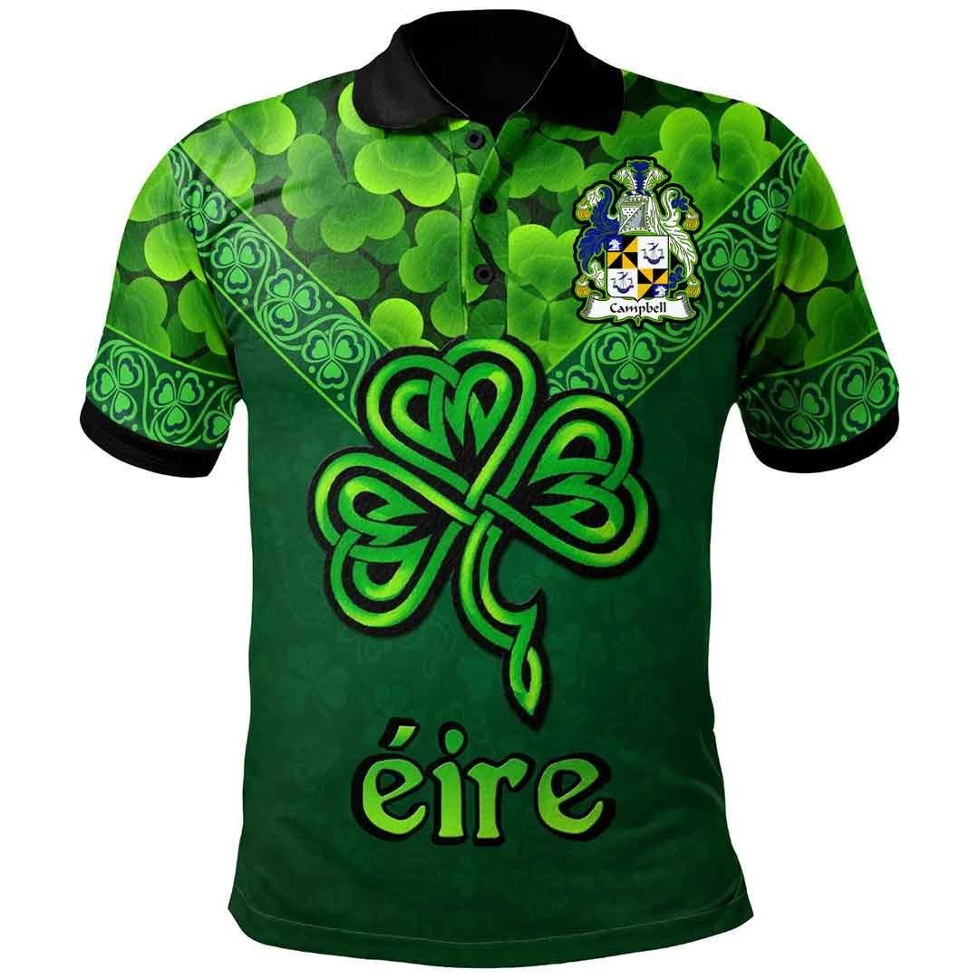 Ireland Clothing - Campbell Irish Family Crest Polo Shirt - Irish Shamrock Triangle A7 Ireland Clothing - Campbell Irish Family Crest Polo Shirt - Irish Shamrock Triangle A7