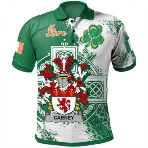Ireland Clothing - Carney Irish Family Crest Polo Shirt - Irish Celtic Cross A7