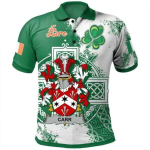 Ireland Clothing - Carr Irish Family Crest Polo Shirt - Irish Celtic Cross A7